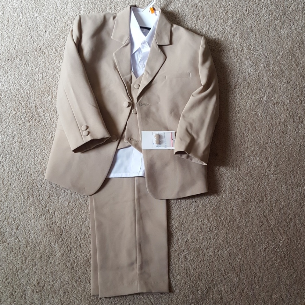 NEW boys 4 piece khaki suit